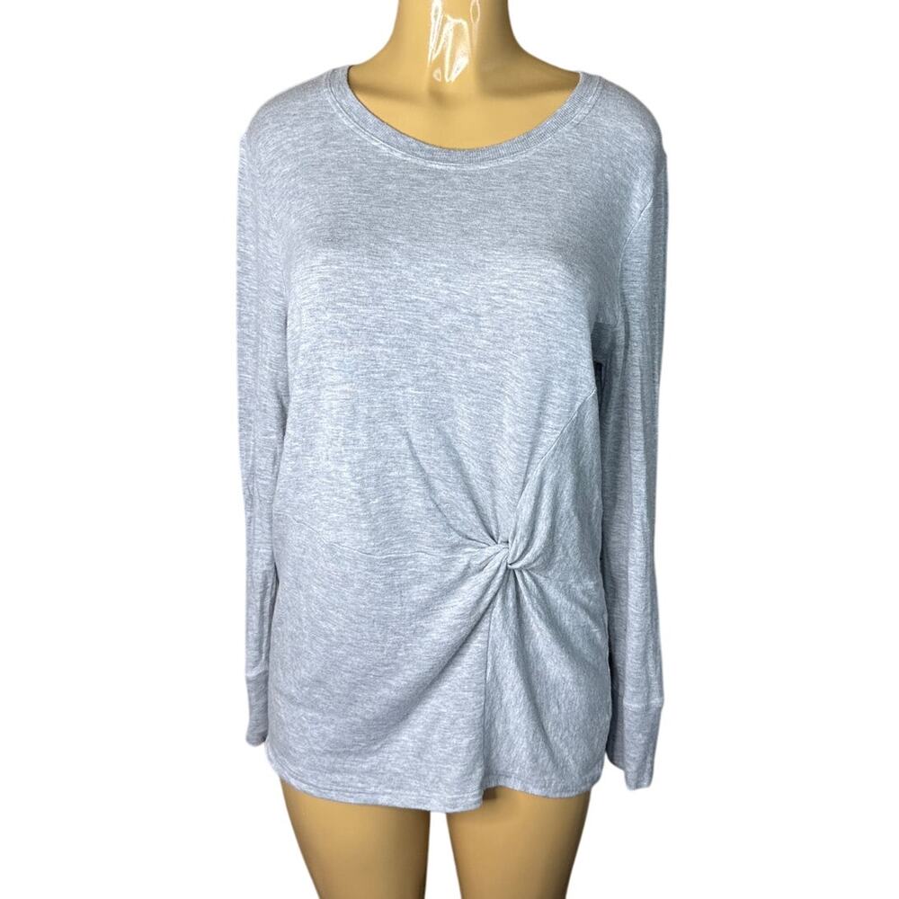 Athleta Nirvana Twist Front Sweatshirt Long Sleeve Tunic Top Gray SZ Large
